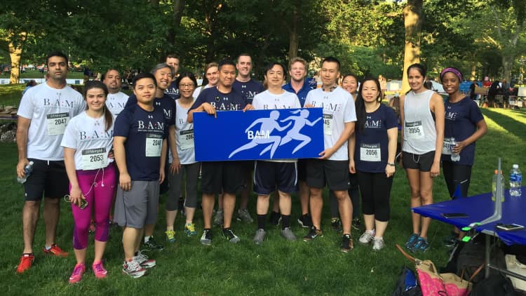 Running in the J.P. Morgan Corporate Challenge to support the Central Park Conservancy.