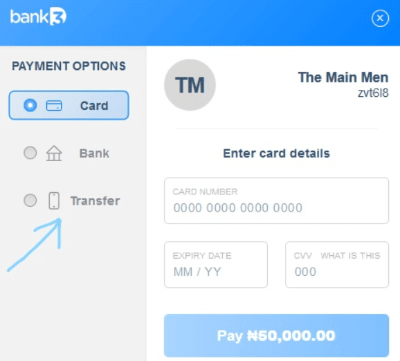 Select the transfer option