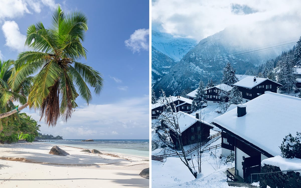 Tropisches Paradies und Winterwunderland