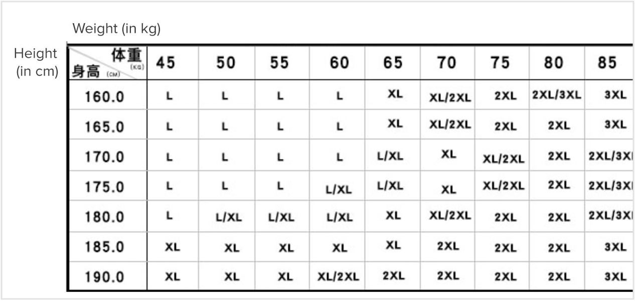Clothing Size Guide | baopals.com