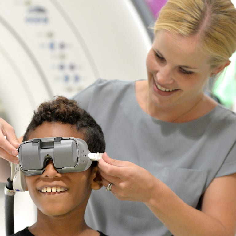 Pediatric patient with MRI googles
