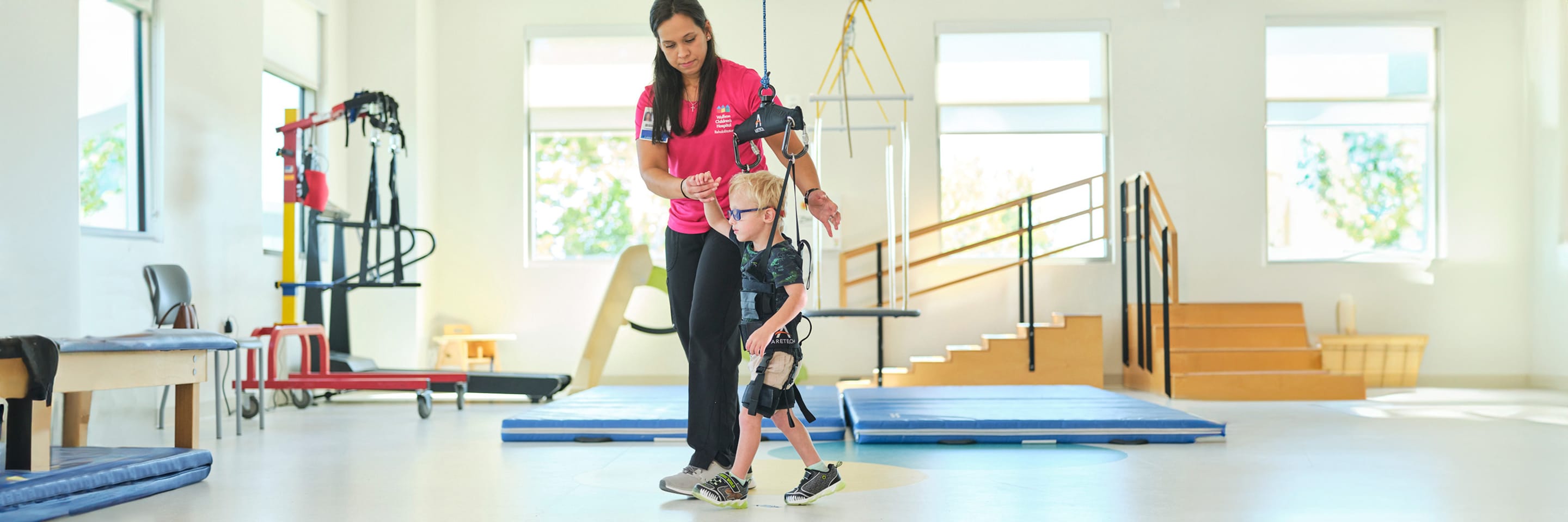 Pediatric rehabilitation patient with therapist
