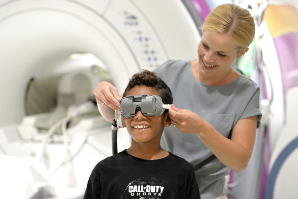 Pediatric patient with MRI googles
