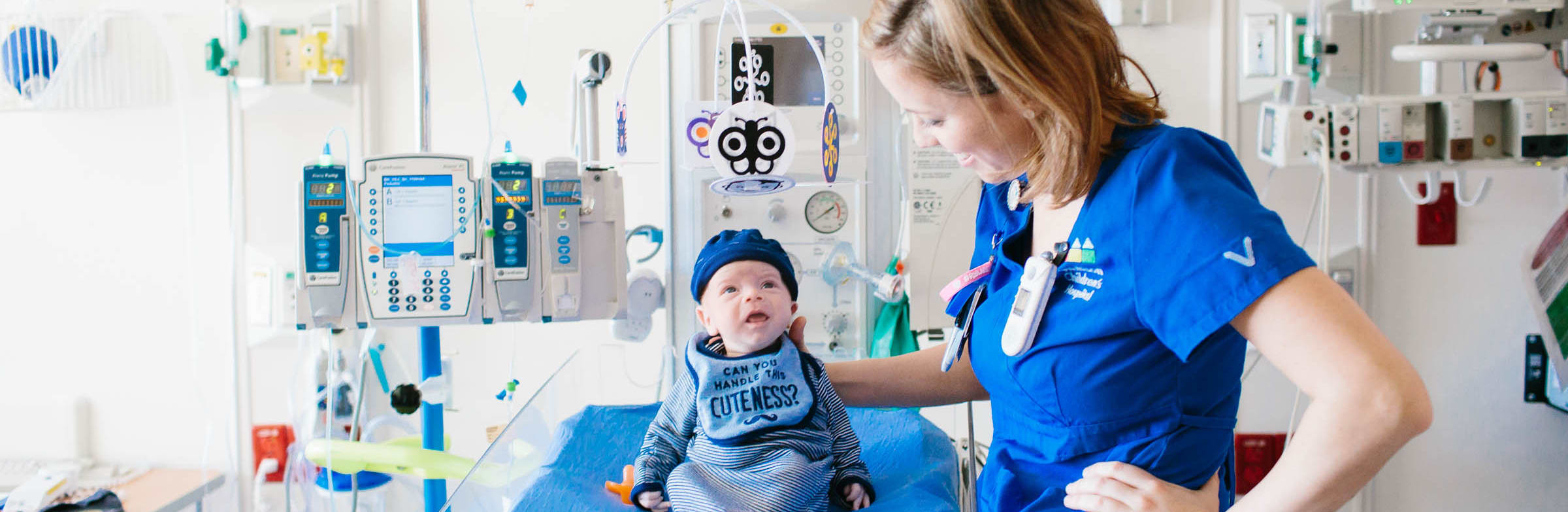 Pediatric heart patient in PICU with provider