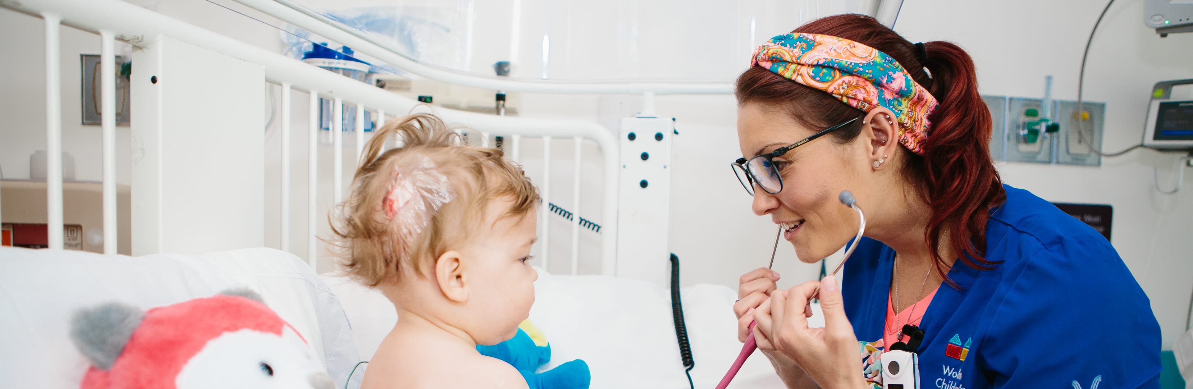 Provider working with a pediatric patient