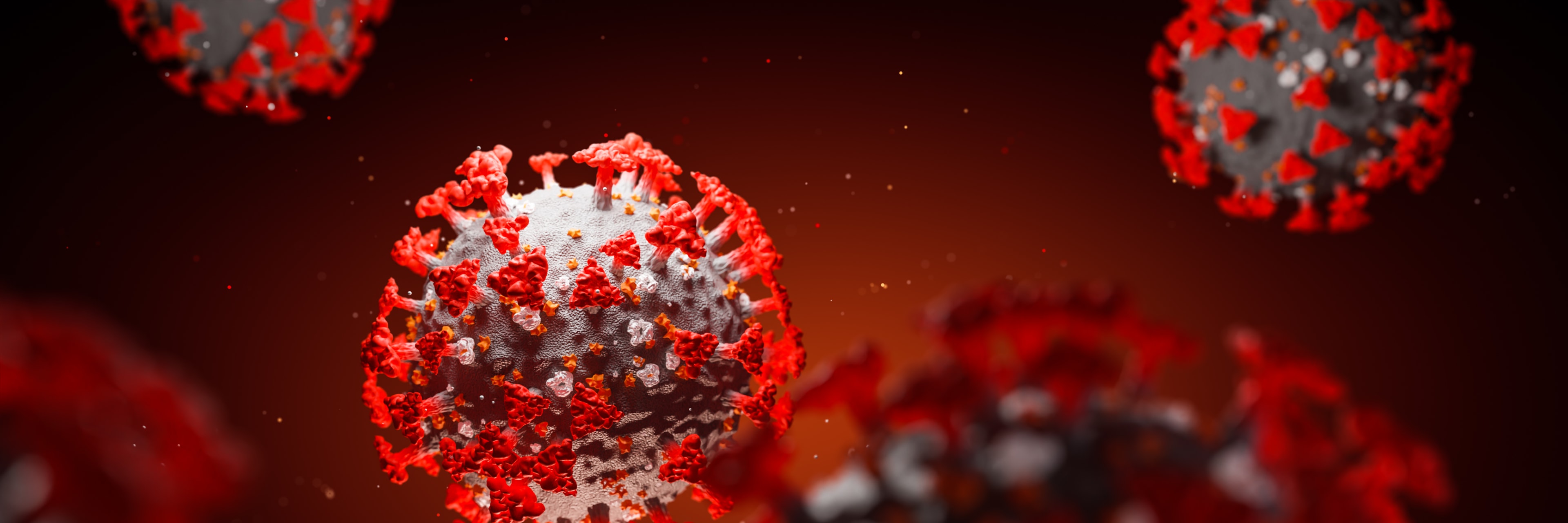 Coronavirus, COVID-19, rendering of cell.