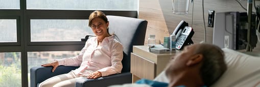 family member visiting patient in the hospital