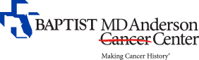 Baptist MD Anderson Cancer Center logo with tagline, "Make Cancer History."