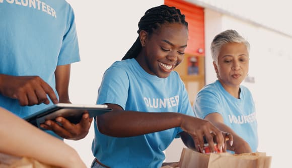 People helping at a food bank