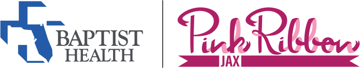 side by side graphic logos of Baptist Health and Pink Ribbon Jax