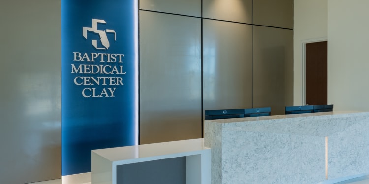 photograph of Baptist Medical Center Clay interior reception desk.
