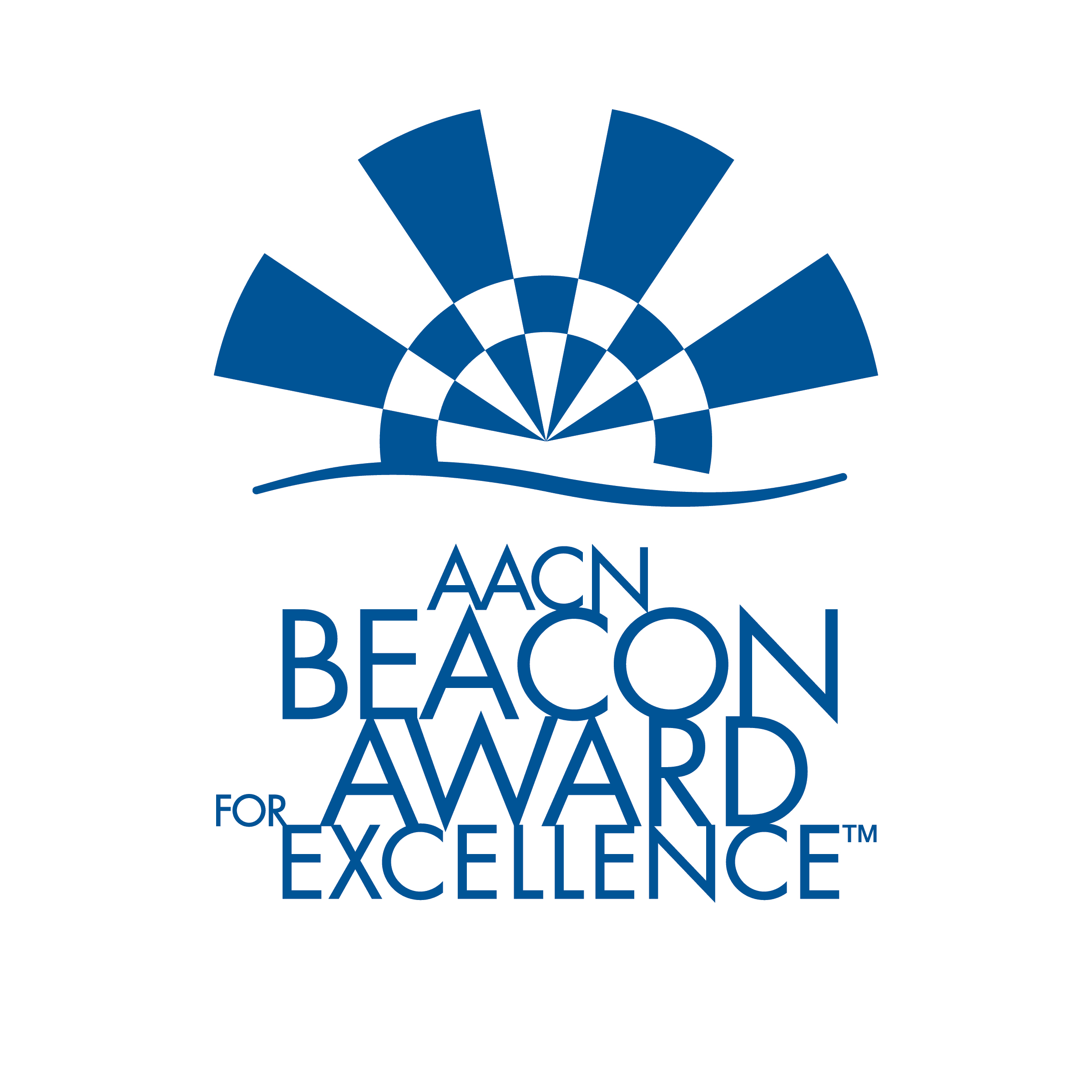 blue and white AACN Beacon Award for Excellence logo