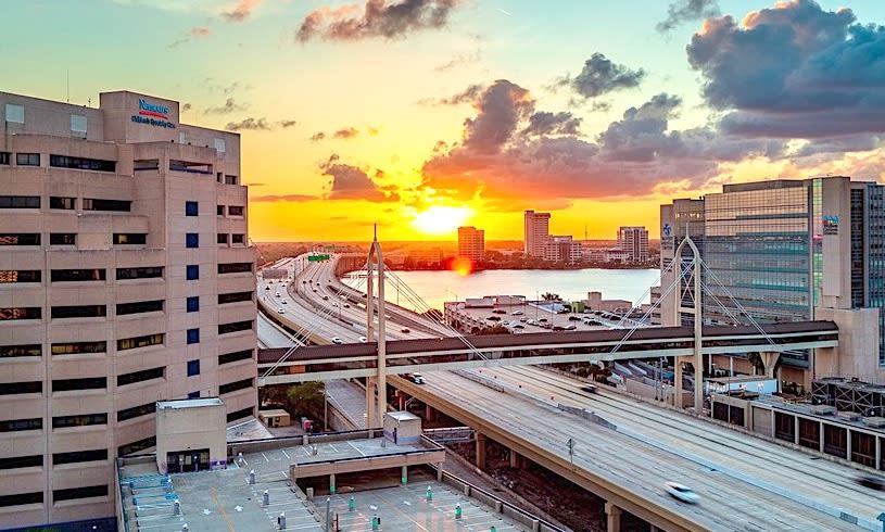 view of Nemours against the Jacksonville skyline