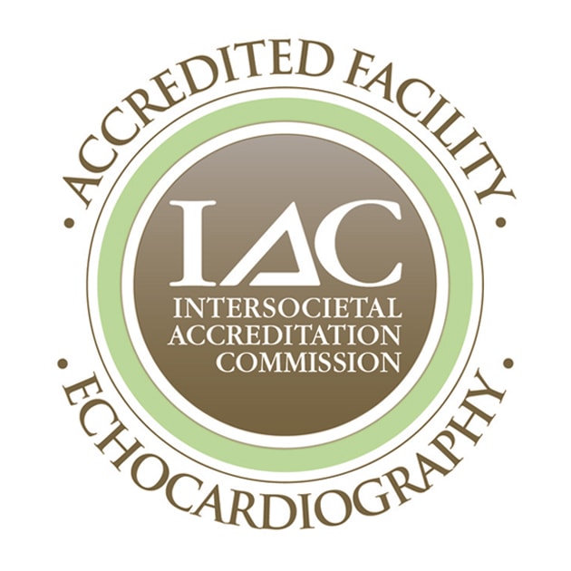 Graphic logo of the Intersocietal Accreditation Commission that says Wolfson is an Accredited Facility for Echocardiography.