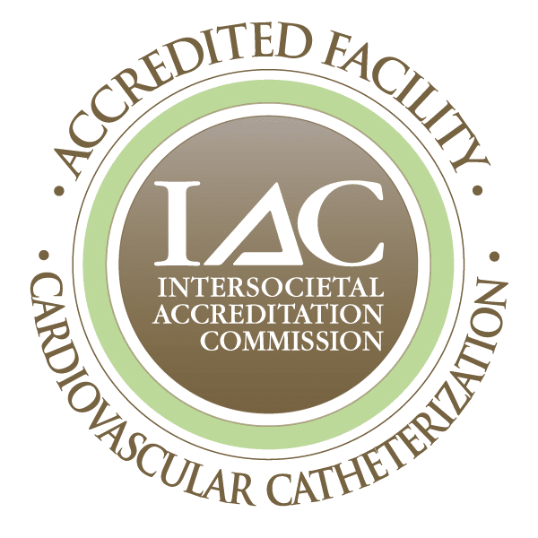 a graphic logo that says "Accredited Facility Cardiovascular Catheterization from IAC Intersocietal Accreditation Commission"