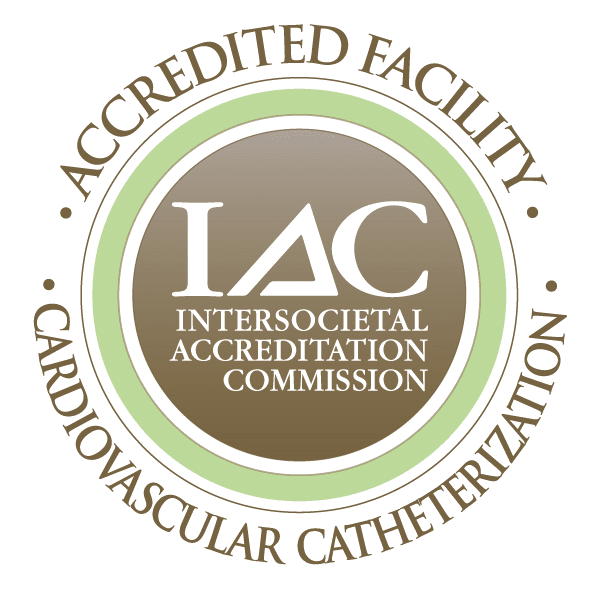 a graphic logo that says "Accredited Facility Cardiovascular Catheterization from IAC Intersocietal Accreditation Commission"