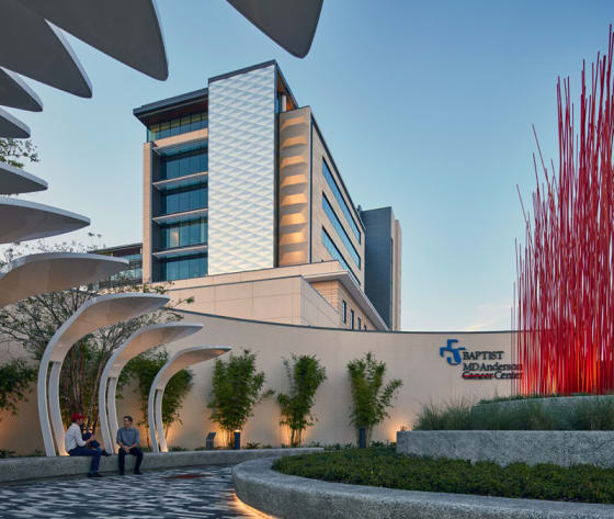 An outside shot of the Baptist MD Anderson Cancer Center.