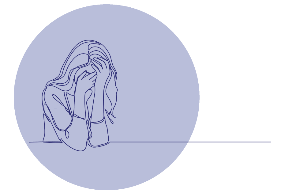 sketch icon of an upset girl