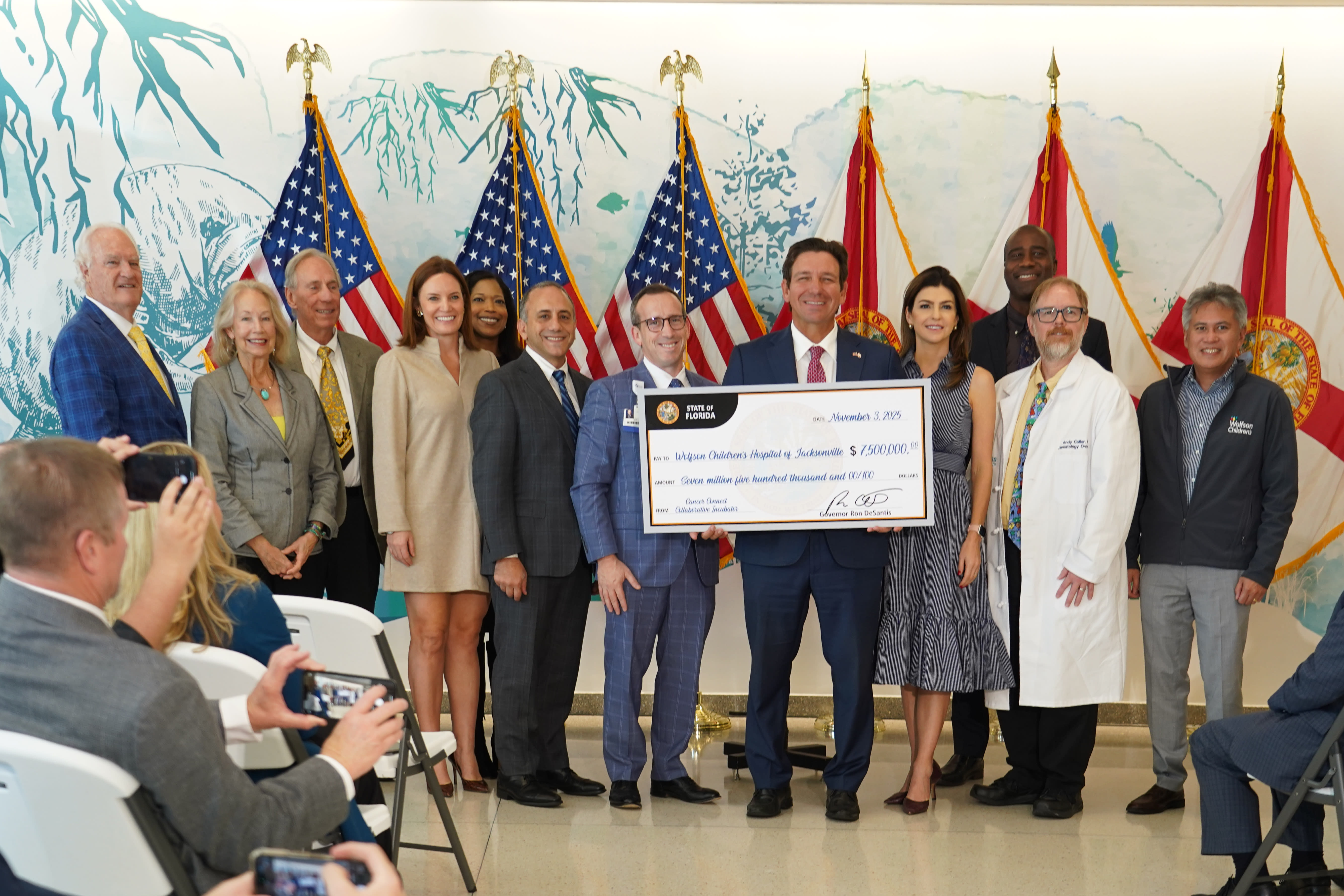 Representatives from Wolfson Children's Hospital with Governor Ron DeSantis, Casey DeSantis, FL Surgeon General Joe Ladapo, AHCA Secretary Shevaun Harris