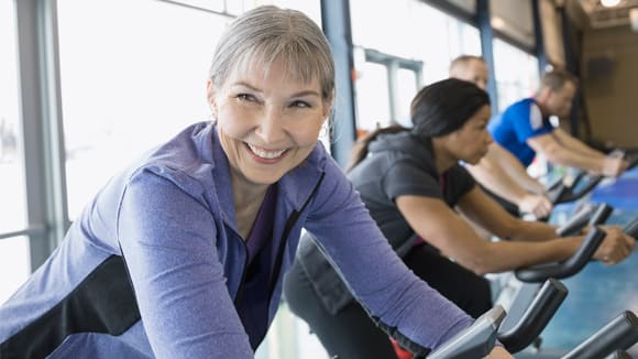 woman in spin class