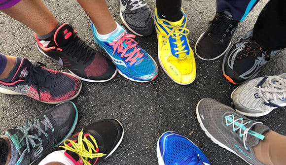 running shoes in a circle