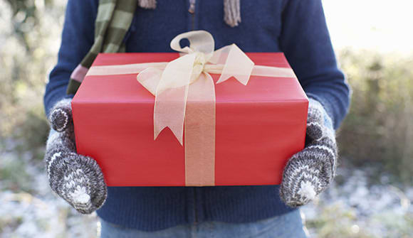 Red gift with bow