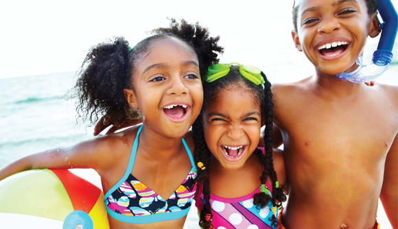 3 kids at the beach