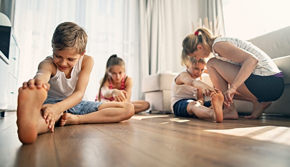 family working out