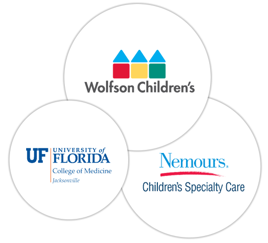 Logos of Wolfson Children's, Nemours and University of Florida College of Medicine Jacksonville