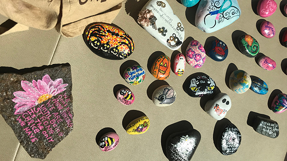 Breast cancer patient's painted rocks