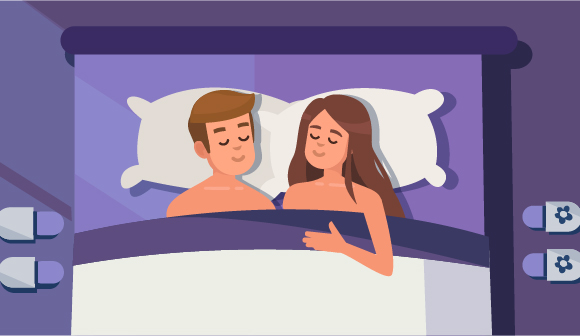 man and woman in bed
