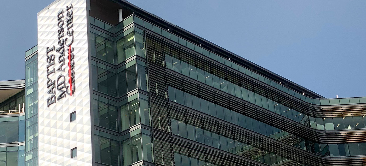 Exterior photo of Baptist MD Anderson Cancer Center.