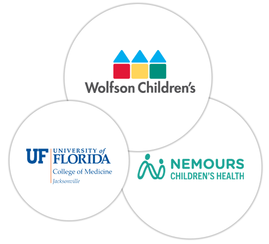 Logos of Wolfson Children's, Nemours Children's Health and University of Florida College of Medicine Jacksonville