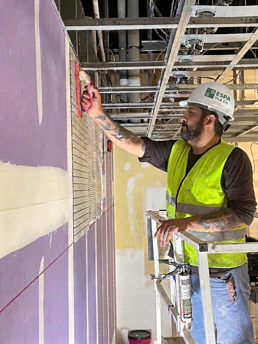 Guillermo Esparza, ESPA Tile Co. owner, on a jobsite