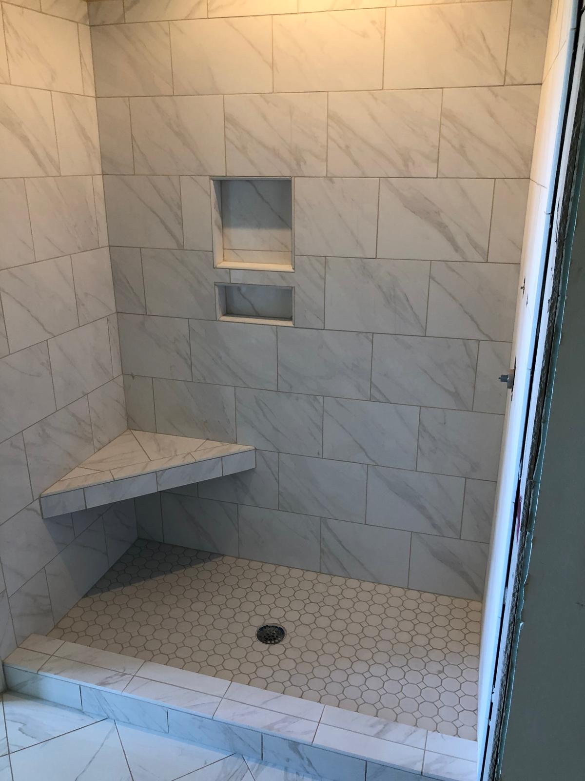 Marble Shower — Mosaic Niche — Virginia