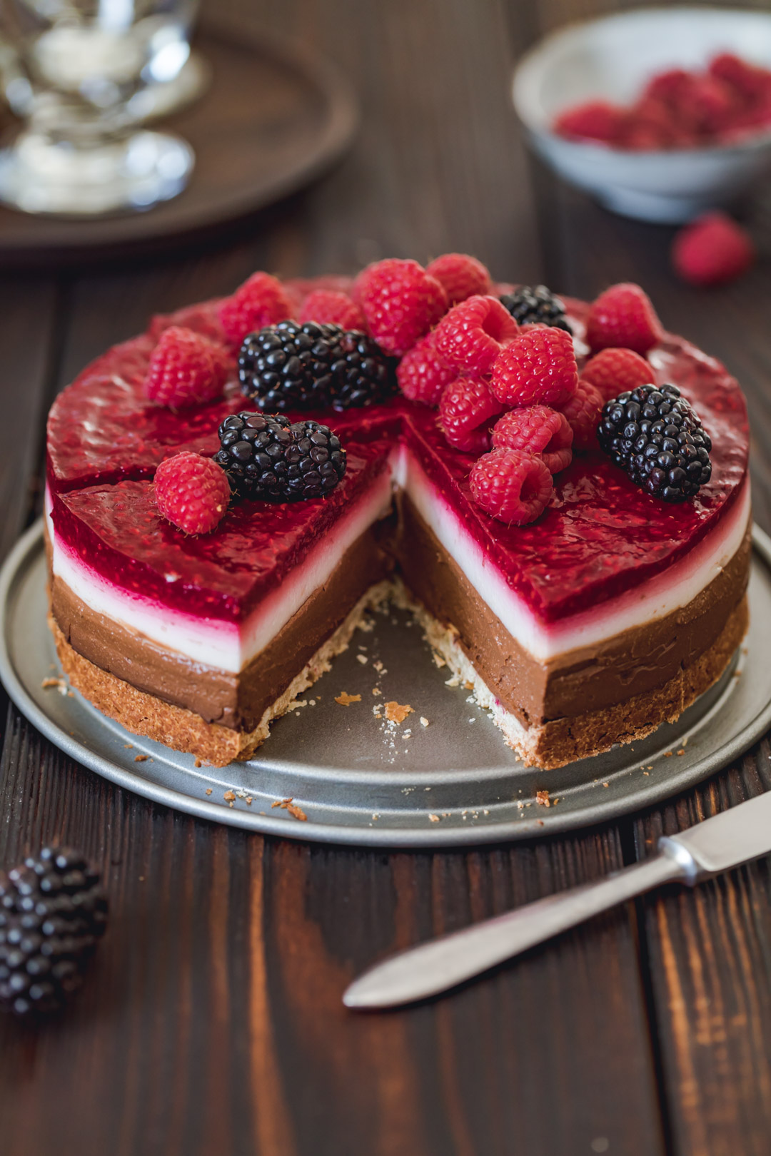 Vegan Gluten-free Chocolate Coconut Raspberry Cake 