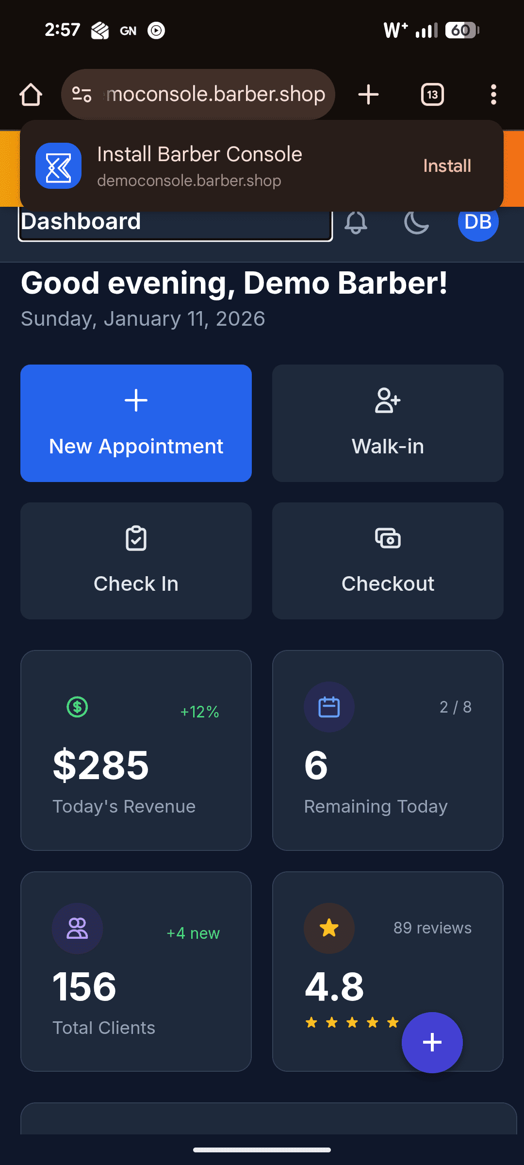 Demo Console Screenshot