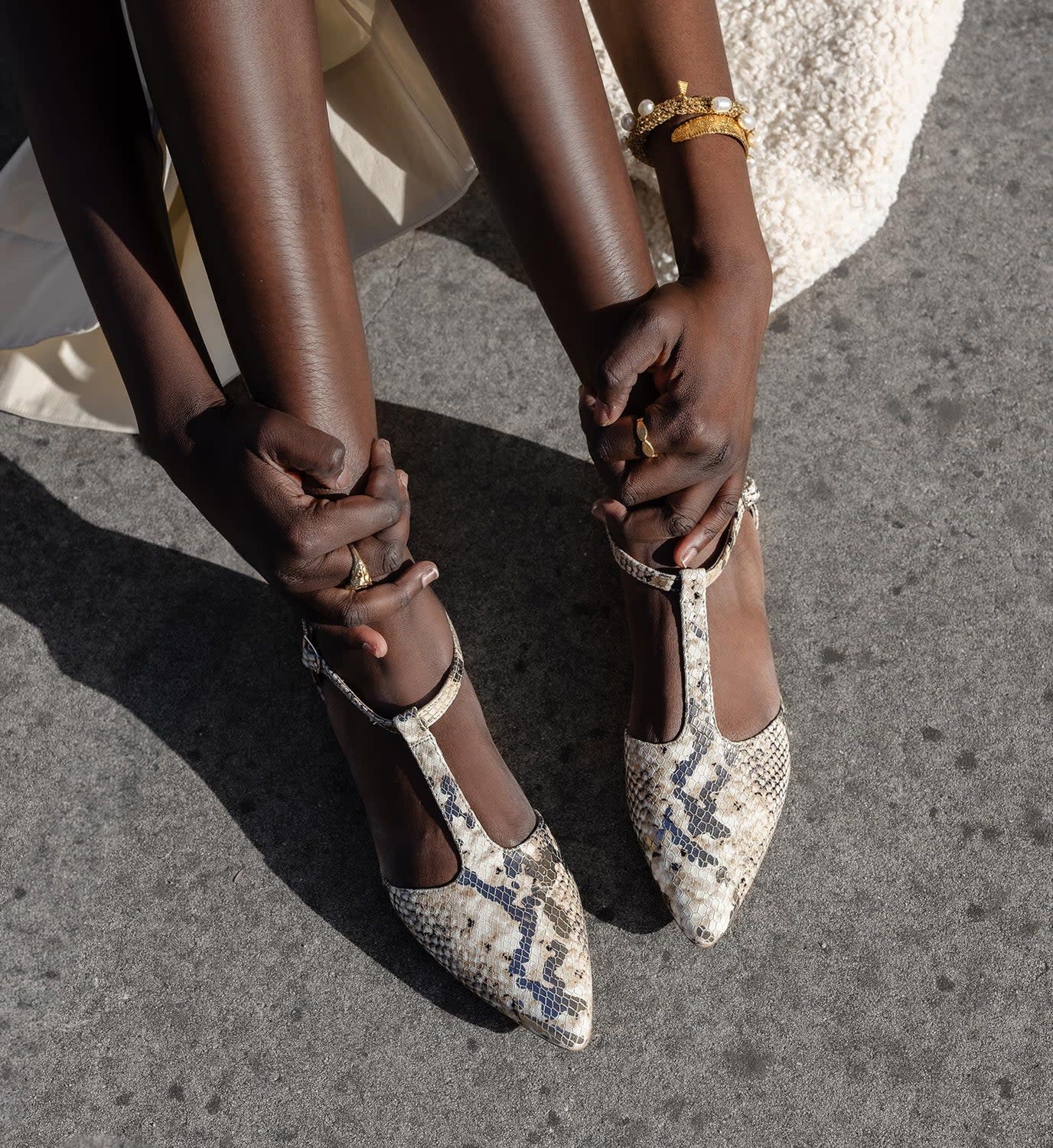 Avocet Snake Leather Flats Bared Footwear