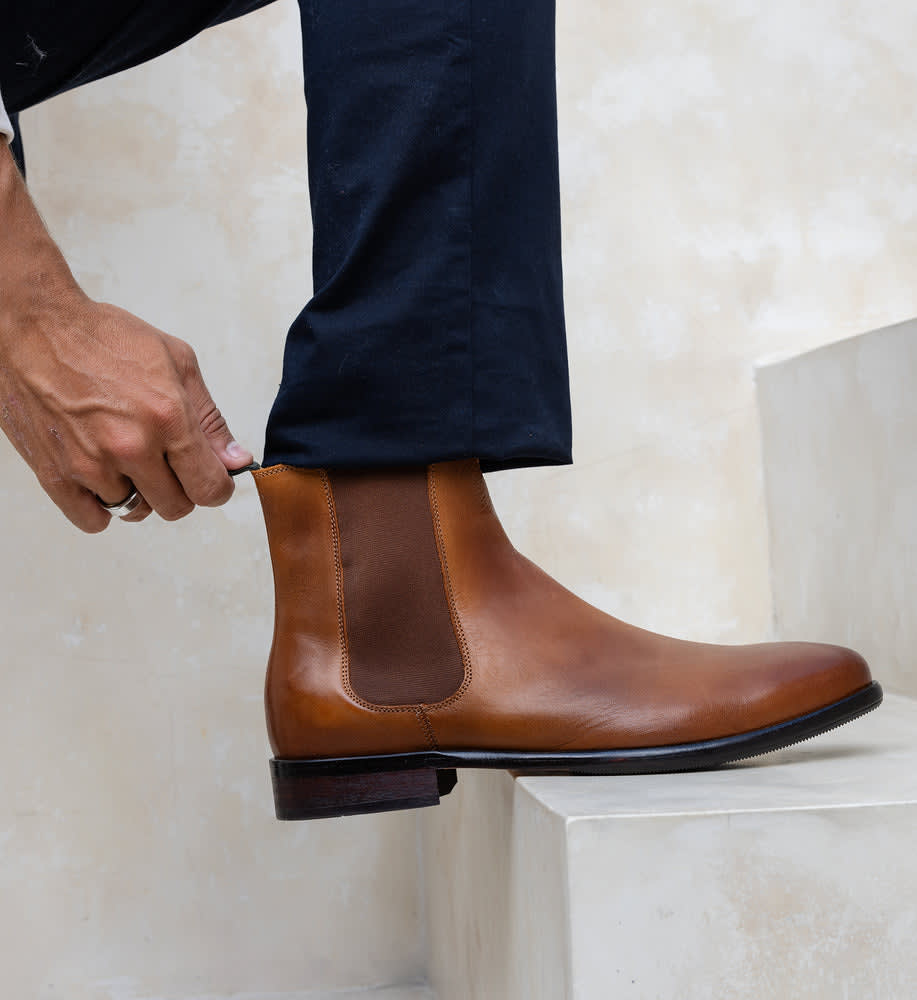 Thallium Tan Leather Boots | Bared Footwear