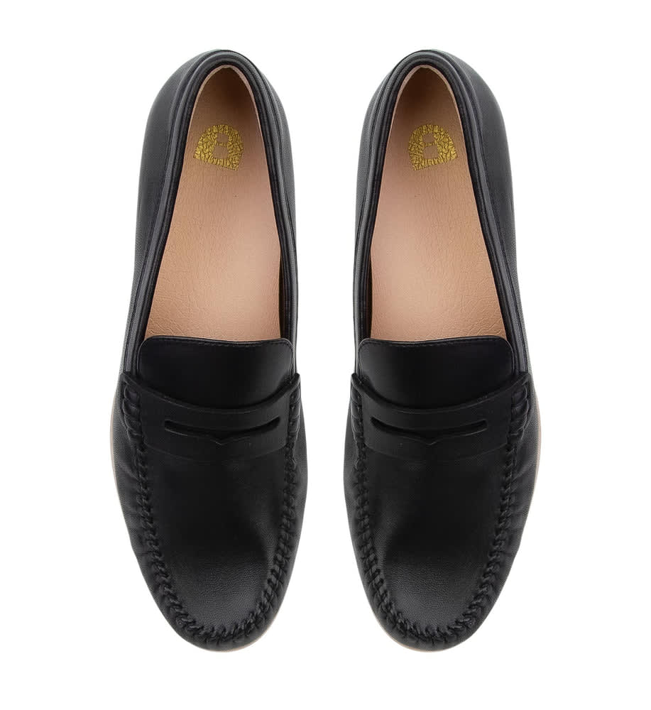 Broadbill Black Leather Loafers | Bared Footwear