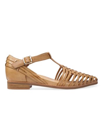 Honeyguide Tan Leather Woven Sandals | Bared Footwear