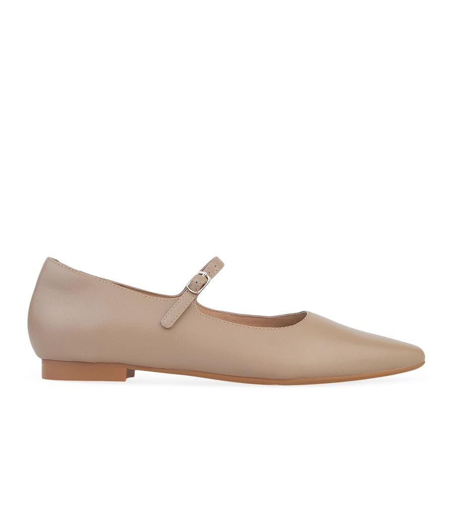 Inca Taupe Leather Ballet Flats | Bared Footwear