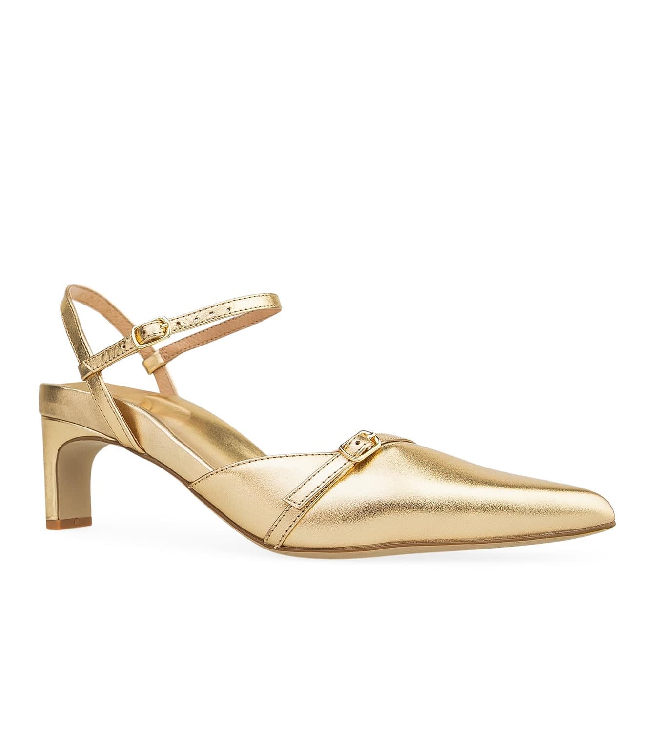 Sylph Gold Leather Low Heels Bared Footwear