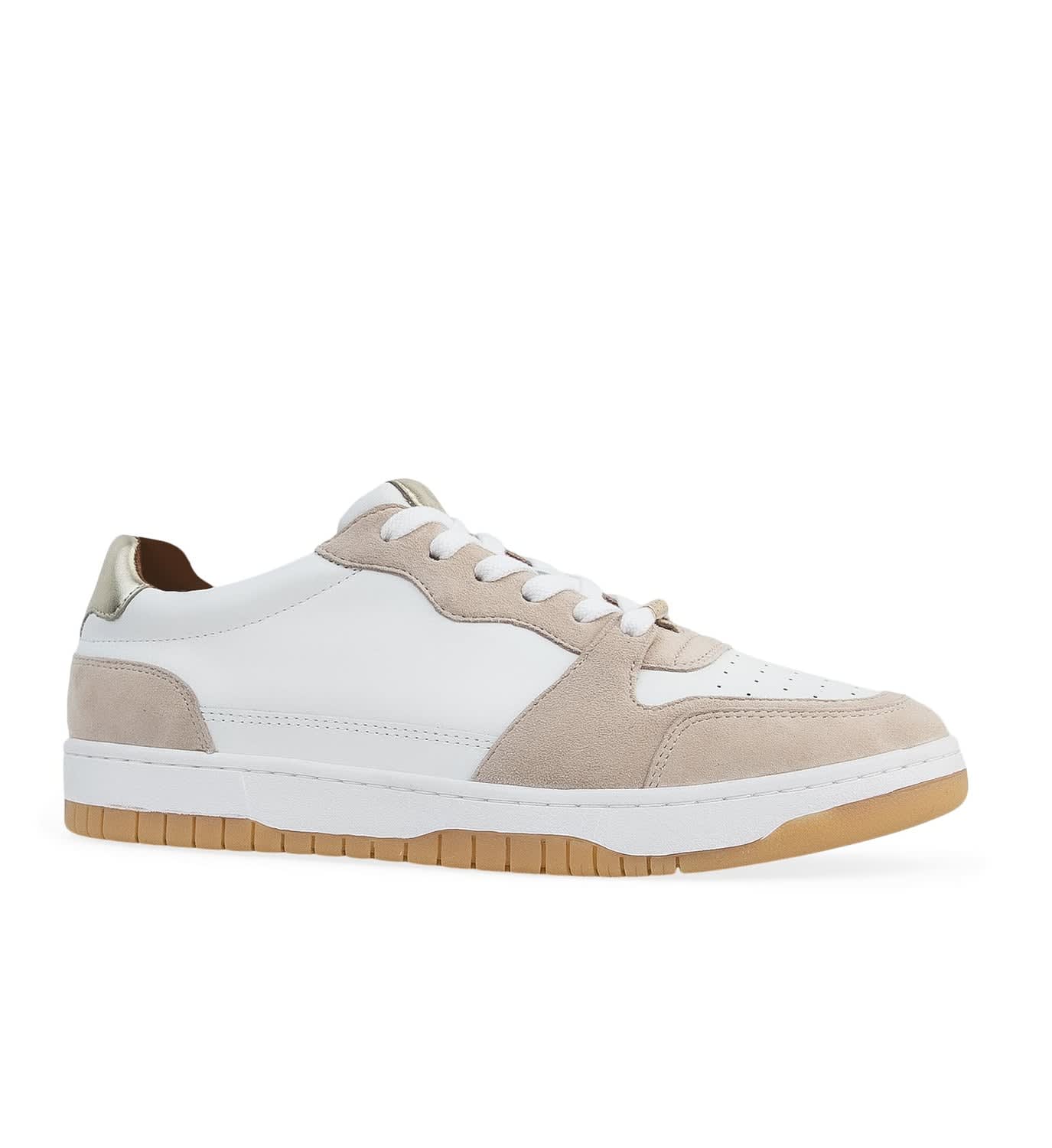 Tui White Leather & Sand Suede Sneakers | Bared Footwear