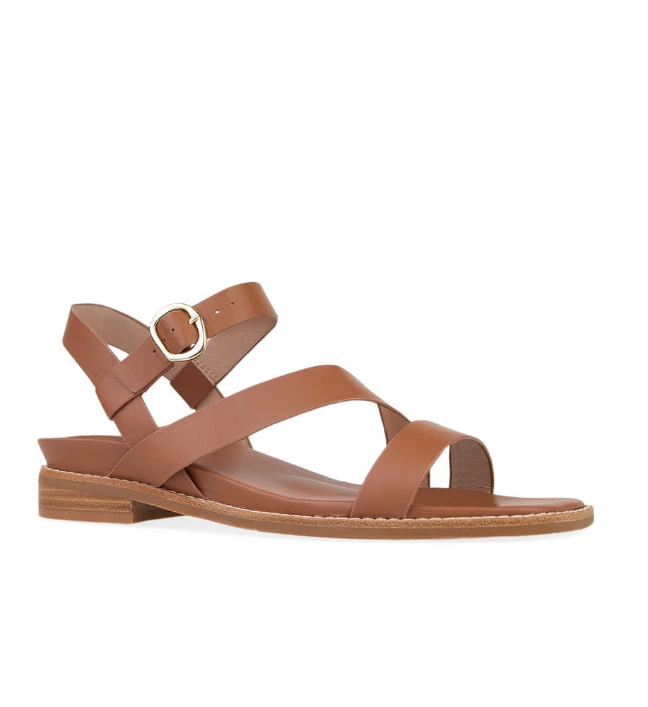 Twite Tan Leather Flat Sandals | Bared Footwear