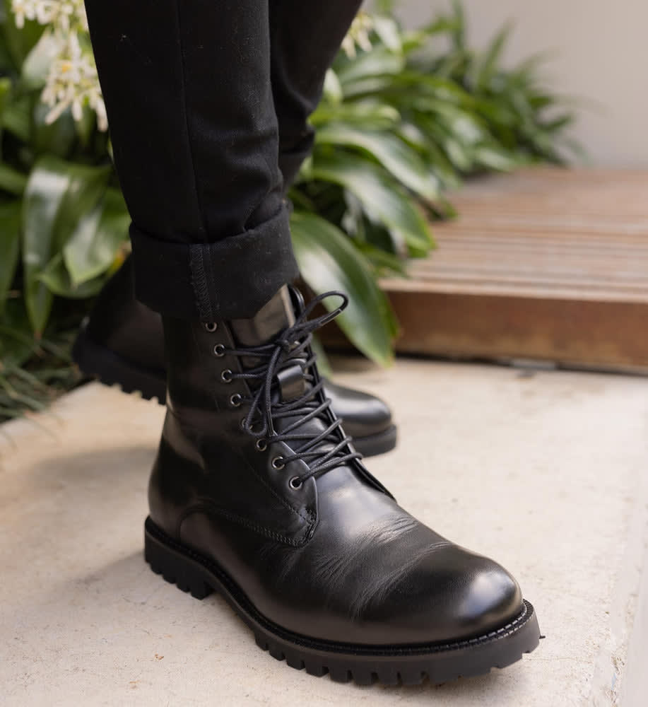 Selenium 2 Black Leather Boots | Bared Footwear