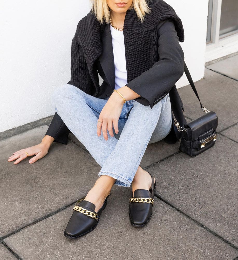 Baza Black with Chain Ballet Flats | Bared Footwear