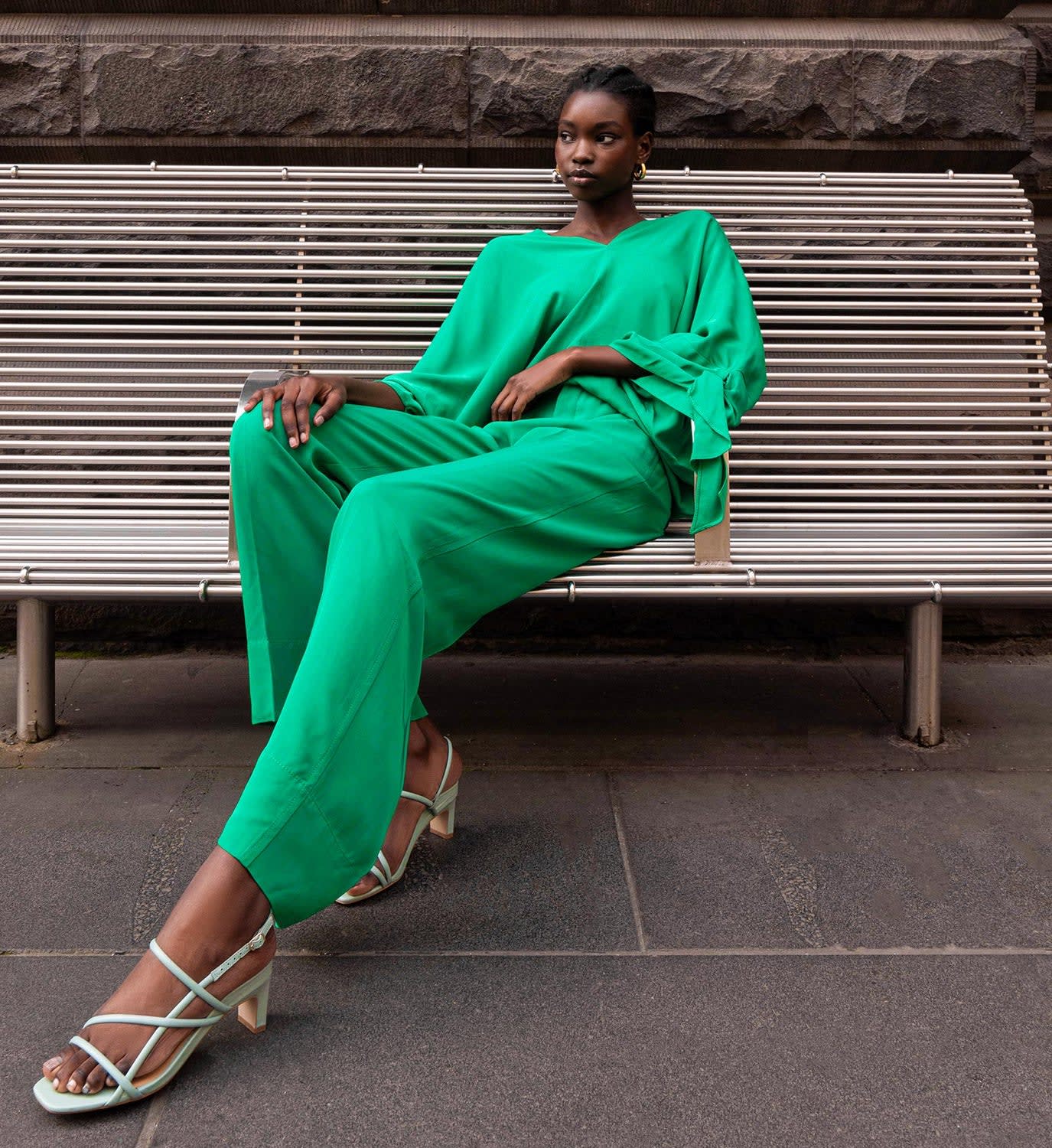 Towhee Seafoam Leather Low Heels Bared Footwear