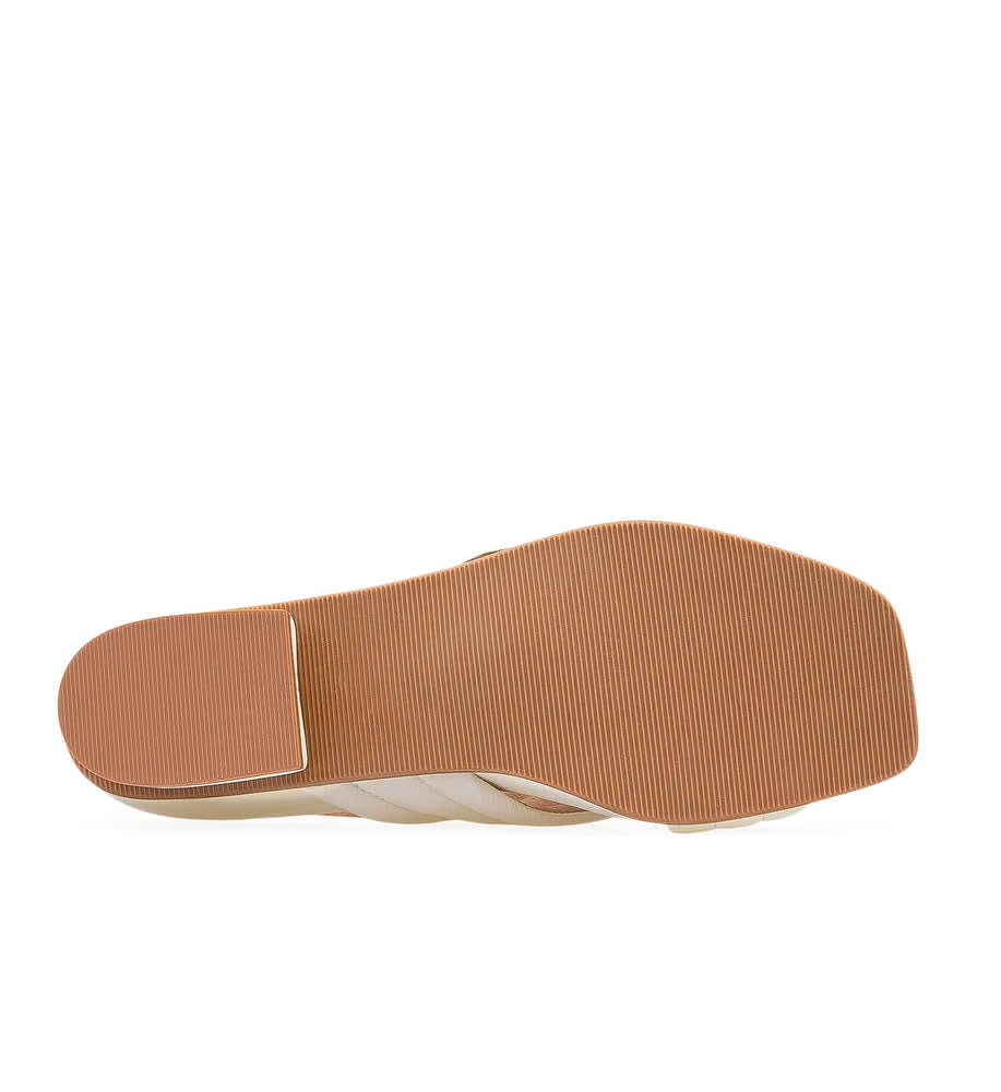 Batis Ecru Leather Flat Sandals | Bared Footwear