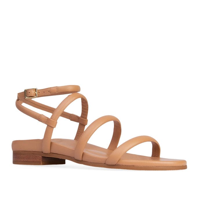 Bulbul Blush Tan Leather Flat Sandals | Bared Footwear